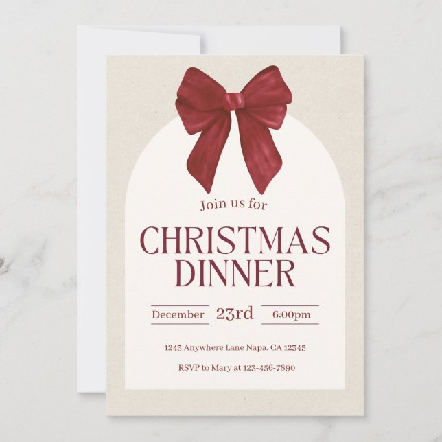 Customisable Christmas Dinner Elegant Holiday  Invitation (Front)