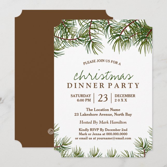 Customisable Christmas Dinner Party Invitation (Front/Back)