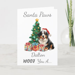 Customisable Christmas Dog Bernese Mountain Holiday Card