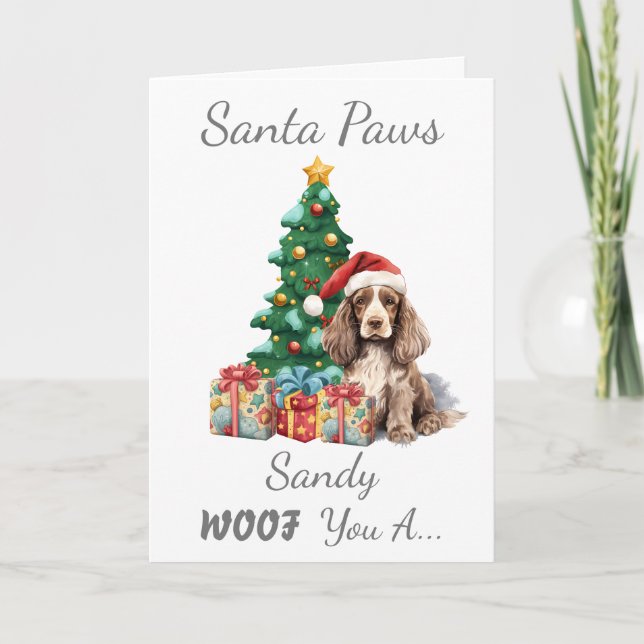 Customisable Christmas Dog Cocker Spaniel Card (Front)