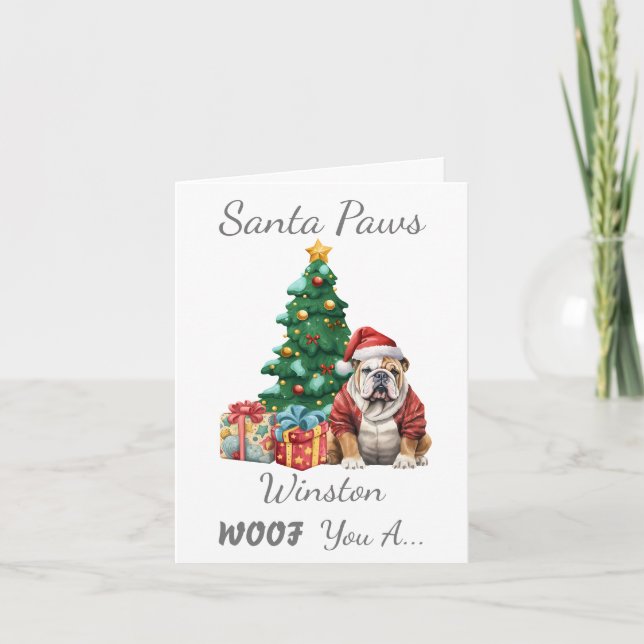 Customisable Christmas Dog English Bulldog Holiday Card (Front)