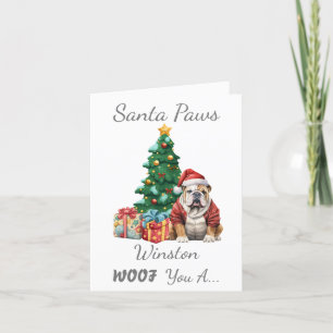 Customisable Christmas Dog English Bulldog Holiday Card