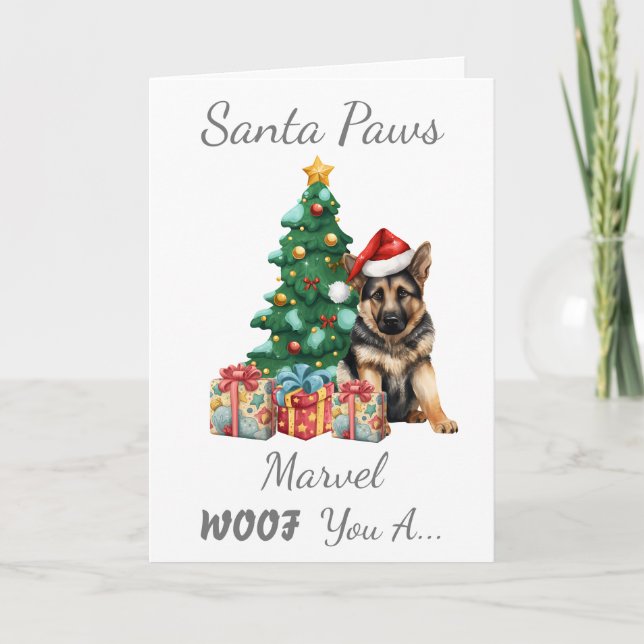 Customisable Christmas Dog German Shepherd Holiday Card (Front)