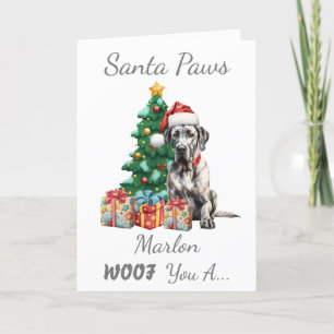 Customisable Christmas Dog Great Dane Holiday Card