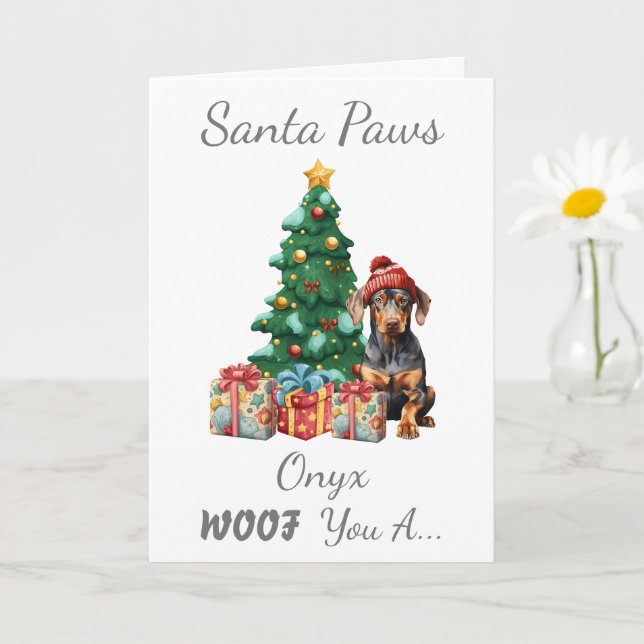Customisable Christmas Dog Mini Pinscher Card (Small Plant)