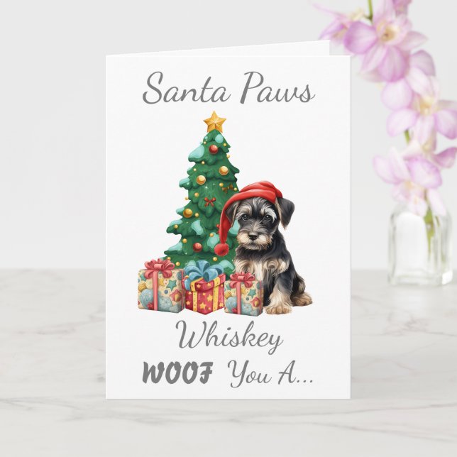 Customisable Christmas Dog Schnauzer Card (Orchid)