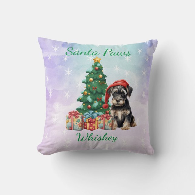 Customisable Christmas Dog Schnauzer Cushion (Front)