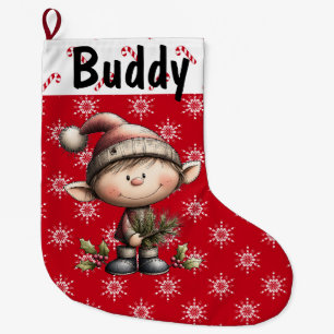 Customisable Christmas Elf Large Christmas Stocking