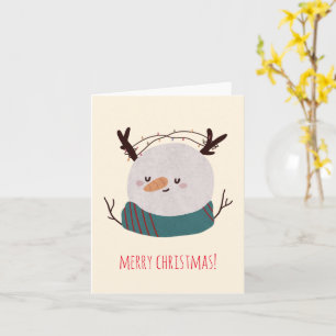 Customisable Christmas Fairy Lights Snowman Card