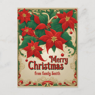 Customisable christmas flower poinsettias Postcard