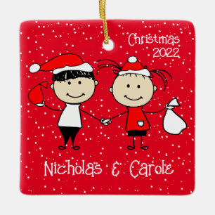 Customisable Christmas for Couples Fun Holiday Ceramic Ornament