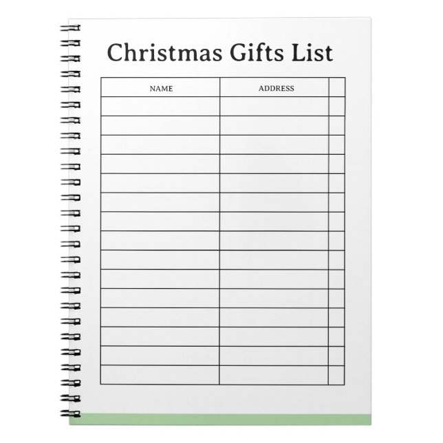 Customisable Christmas Gift List Pad Notebook (Front)