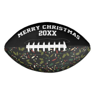 Customisable Christmas Holly Pattern American Football