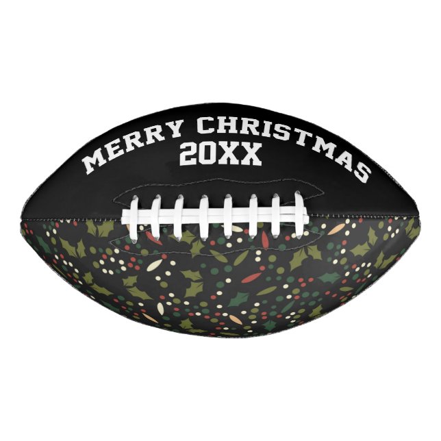 Customisable Christmas Holly Pattern American Football (Front)