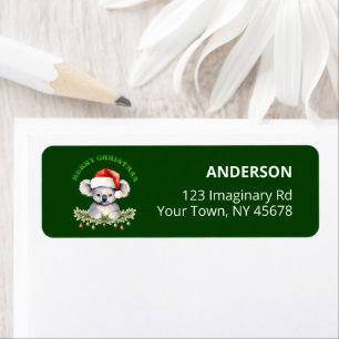 Customisable Christmas Koala Green Return Label