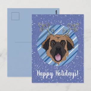 Customisable Christmas Leonberger Postcard