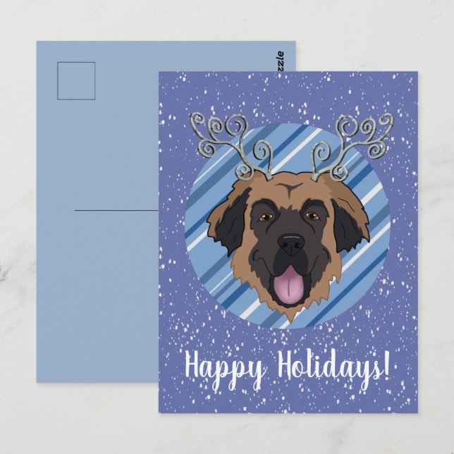 Customisable Christmas Leonberger Postcard (Front/Back)