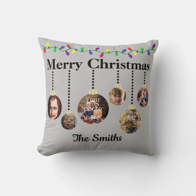 Customisable Christmas Ornament Throw Pillow (Front)