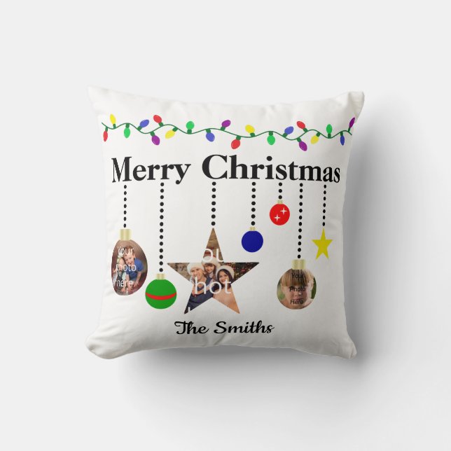 Customisable Christmas Ornament Throw Pillow (Front)
