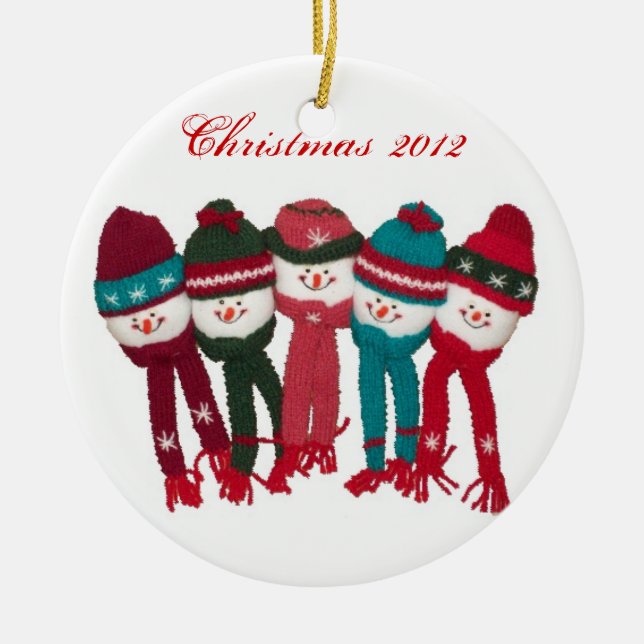 Customisable Christmas Ornamet Snowmen Cute Colour Ceramic Tree Decoration (Front)