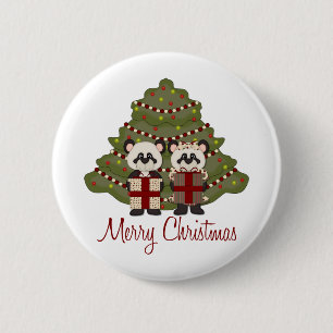 Customisable Christmas Panda Gifts and Tees 6 Cm Round Badge