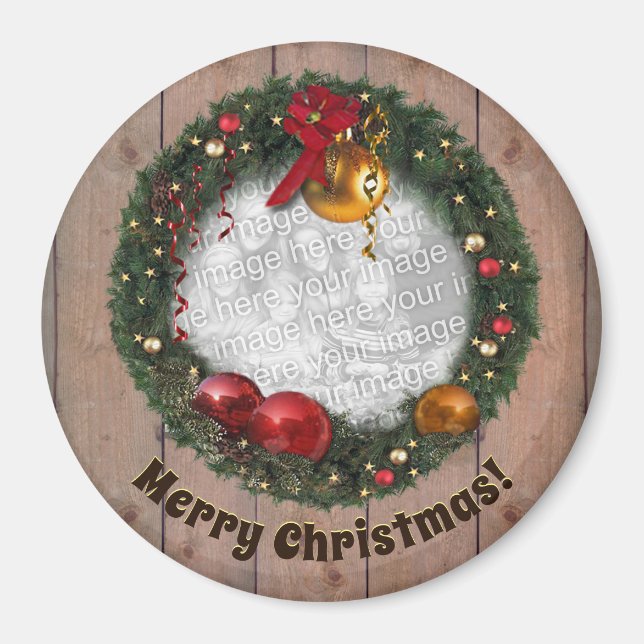 Customisable Christmas Photo Magnet (Front)