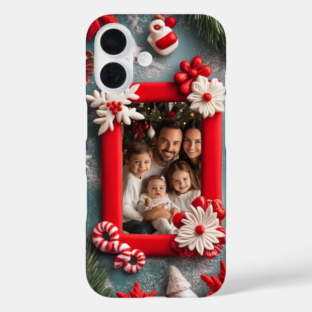 Customisable Christmas Photo Red Frame  Case-Mate iPhone Case (Back)