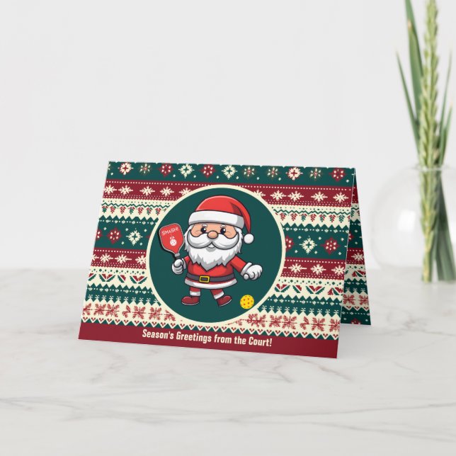 Customisable 🎅Christmas pickleball   Holiday Card (Front)