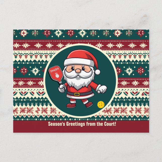 Customisable 🎅Christmas pickleball   Holiday Postcard (Front)