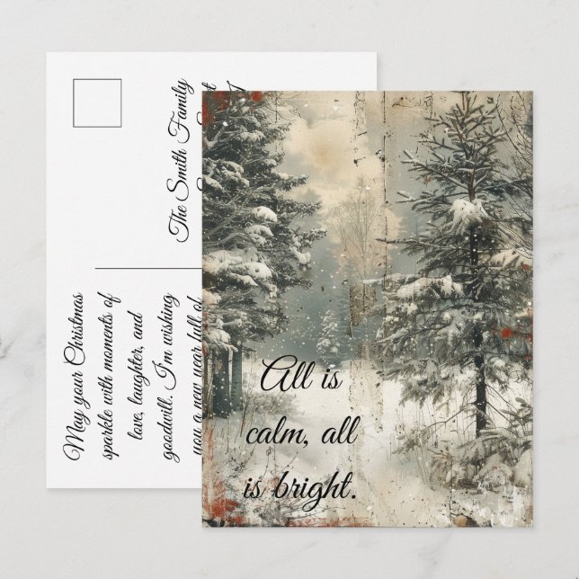 Customisable Christmas Postcards, Budget-Friendly Postcard (Front/Back)