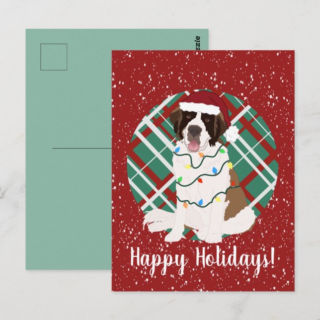 Customisable Christmas Saint Bernard   Postcard (Front/Back)