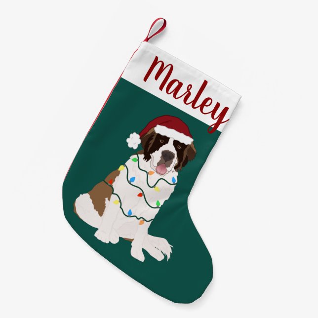 Customisable Christmas Saint Bernard  Small Christmas Stocking (Front (Hanging))