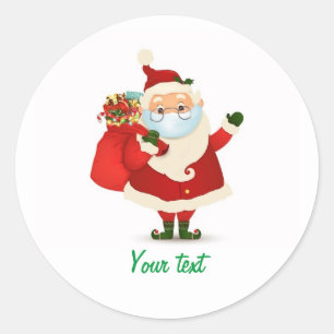 Customisable Christmas Santa wearing mask glasses Classic Round Sticker