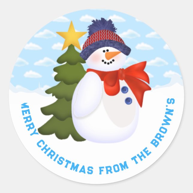 Customisable  Christmas Snowman Stickers (Front)