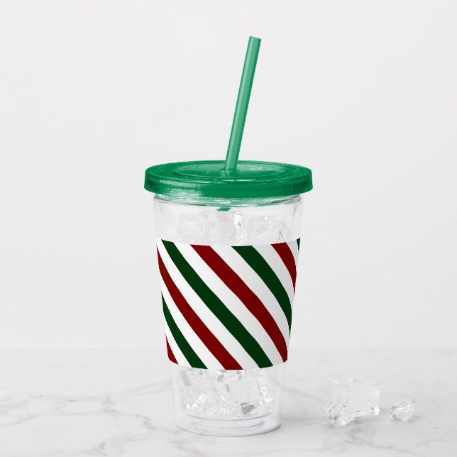 Customisable Christmas Stripes Acrylic Tumbler (Back Ice)