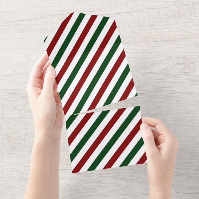 Customisable Christmas Stripes All In One Invitation (Tearaway)