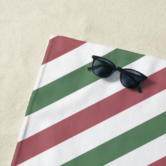 Customisable Christmas Stripes Beach Towel (In Situ)