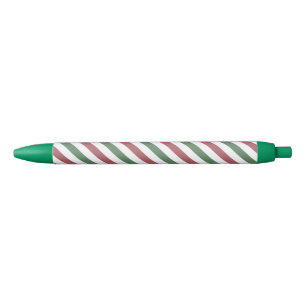 Customisable Christmas Stripes Black Ink Pen