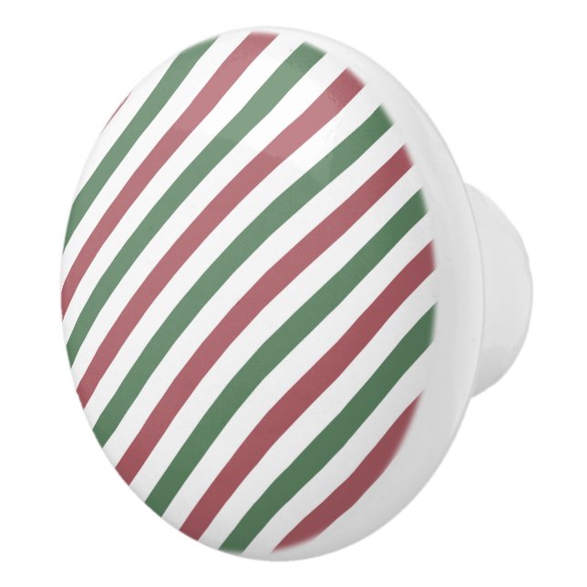 Customisable Christmas Stripes Ceramic Knob (Right)
