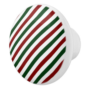 Customisable Christmas Stripes Ceramic Knob