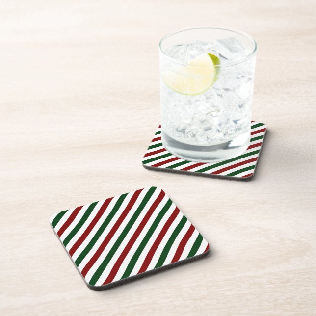 Customisable Christmas Stripes Coaster (Right Side)