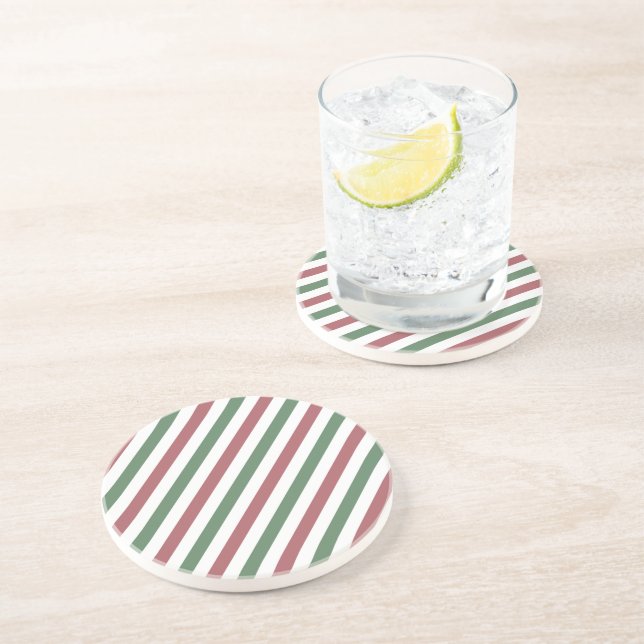 Customisable Christmas Stripes Coaster (Side)