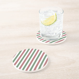 Customisable Christmas Stripes Coaster