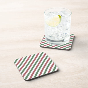 Customisable Christmas Stripes Coaster