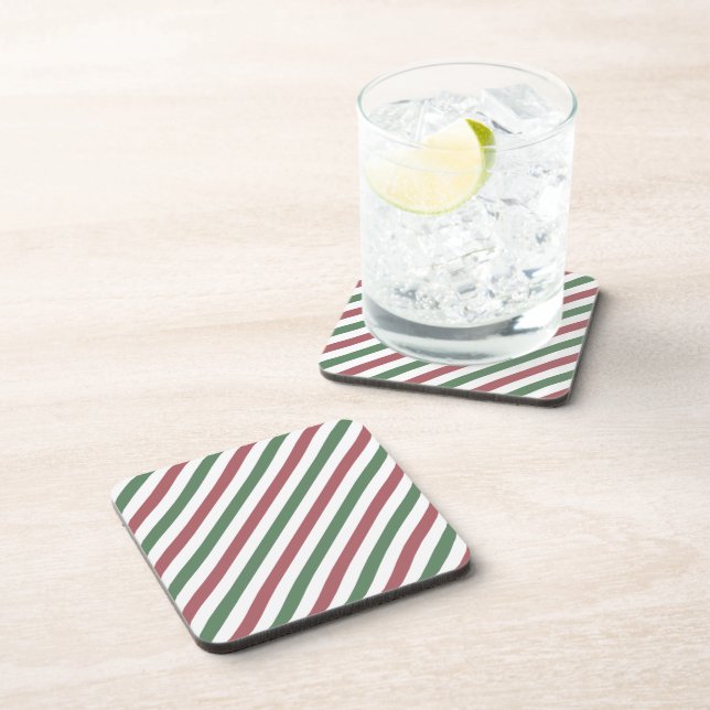 Customisable Christmas Stripes Coaster (Right Side)