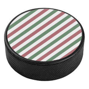 Customisable Christmas Stripes Hockey Puck