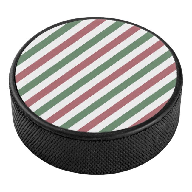 Customisable Christmas Stripes Hockey Puck (3/4)
