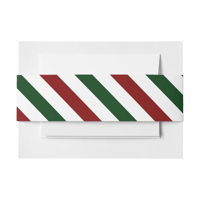 Customisable Christmas Stripes Invitation Belly Band (Front Example)