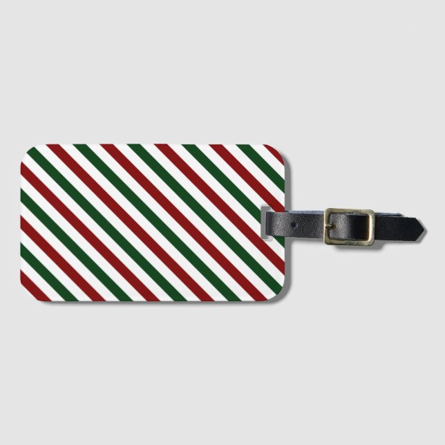 Customisable Christmas Stripes Luggage Tag (Front Horizontal)