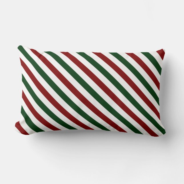 Customisable Christmas Stripes Lumbar Cushion (Front)